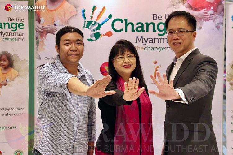 Me at UAB Bank's -Be the Change Myanmar- Press Event with Mr. Christopher Loh (CEO of UAB) and Ms. Swe Zin Htike.