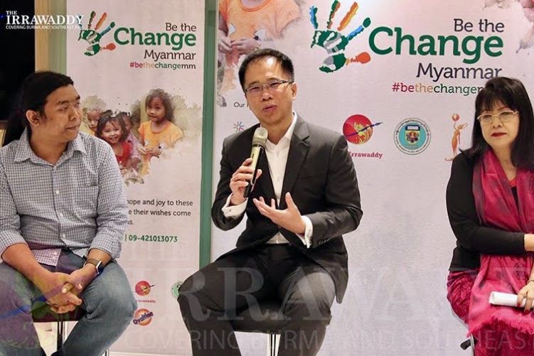 Me at UAB Bank's -Be the Change Myanmar- Press Event with Mr. Christopher Loh (CEO of UAB) and Ms. Swe Zin Htike.