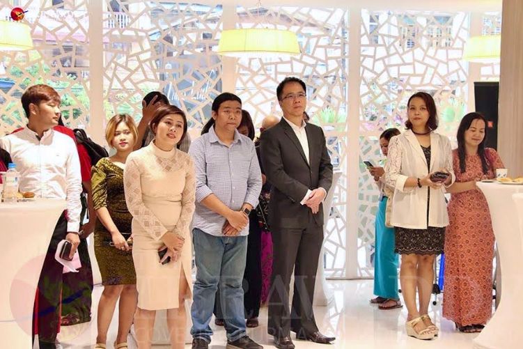 Me at UAB Bank's -Be the Change Myanmar- Press Event with Mr. Christopher Loh (CEO of UAB) and Ms. Swe Zin Htike.